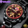 Custom Name Kansas City Chiefs NFL 3D Men Black Stainless Steel Watch Gift For Fans