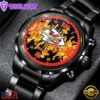 Custom Name Kansas City Chiefs NFL 3D Men Black Stainless Steel Watch Gift For Fans