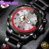 Custom Name Kansas City Chiefs NFL Black Stainless Steel Watch Gifts For Fans