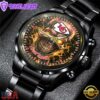 Custom Name Kansas City Chiefs NFL Men Black Stainless Steel Watch Gift For Fans