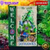 Custom Name Kansas Jayhawks Happy St. Patrick's Day Shamrock House And Garden Flag