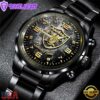 Custom Name Las Vegas Raiders NFL 3D Men Black Stainless Steel Watch Gift For Fans