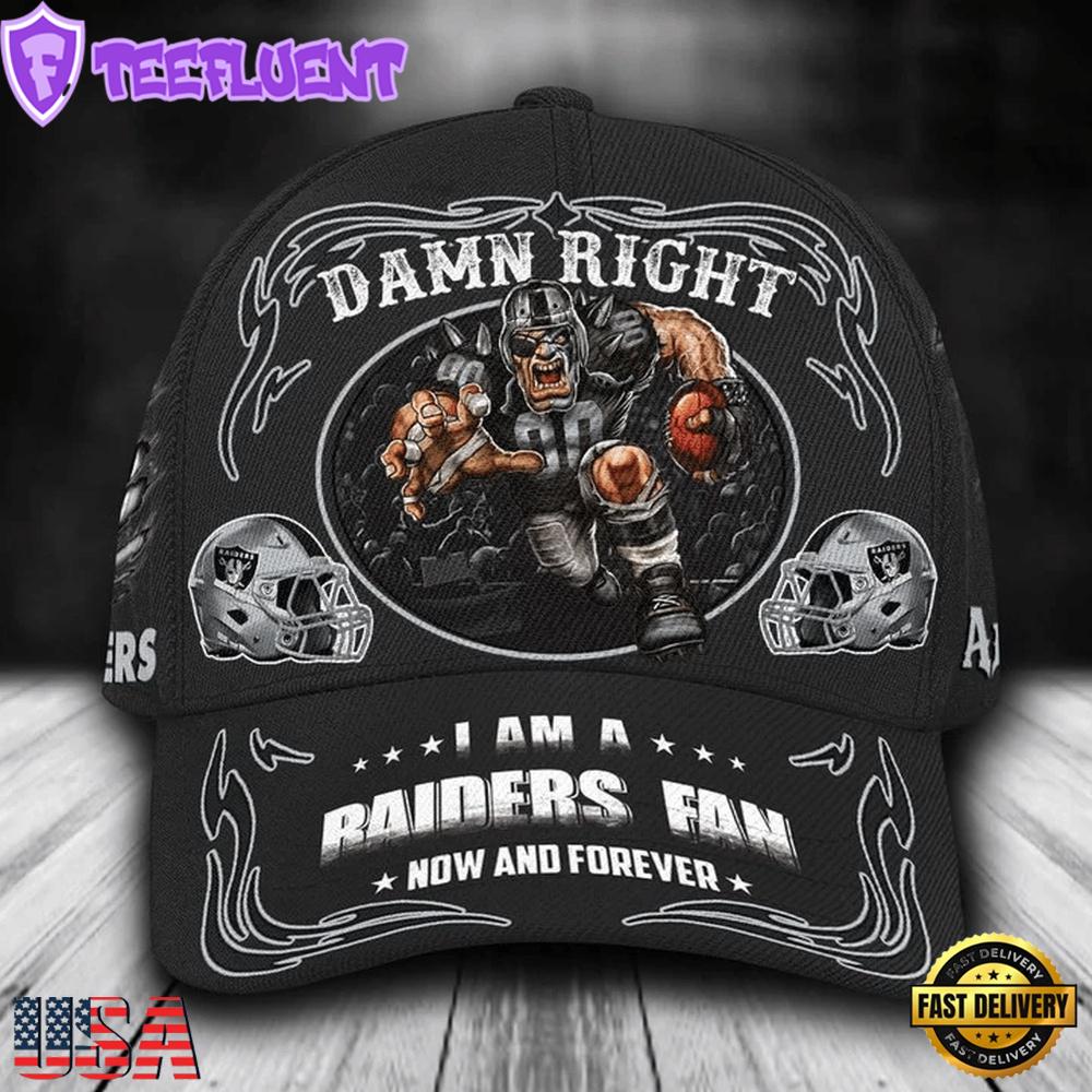 Custom Name Las Vegas Raiders NFL Mascot Damn Right Football Team Baseball Cap