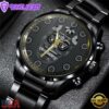Custom Name Las Vegas Raiders NFL Men Black Stainless Steel Watch Gift For Fans
