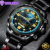 Custom Name Los Angeles Chargers NFL 3D Men Black Stainless Steel Watch Gift For Fans