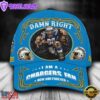 Custom Name Los Angeles Chargers NFL Mascot Damn Right Sport Baseball Cap