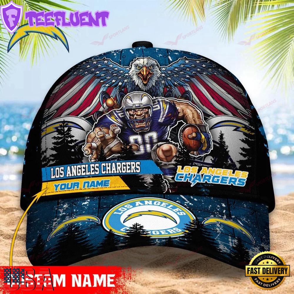 Custom Name Los Angeles Chargers NFL Mascot Eagle Baseball Cap