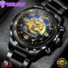 Custom Name Los Angeles Rams NFL 3D Men Black Stainless Steel Watch Gift For Fans