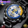Custom Name Los Angeles Rams NFL Black Stainless Steel Watch Gifts For Fans
