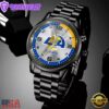 Custom Name Los Angeles Rams NFL Black Stainless Steel Watch Gifts For Fans