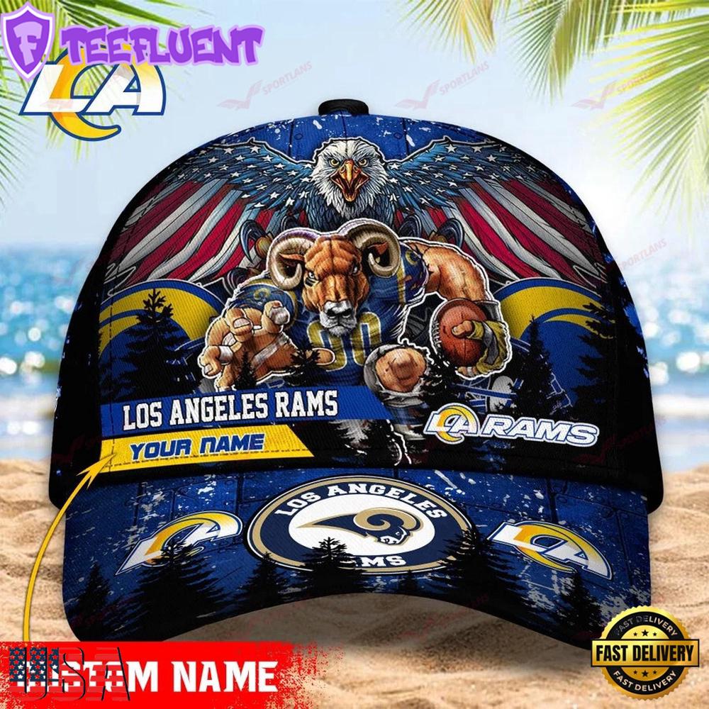 Custom Name Los Angeles Rams NFL Mascot Eagle Baseball Cap