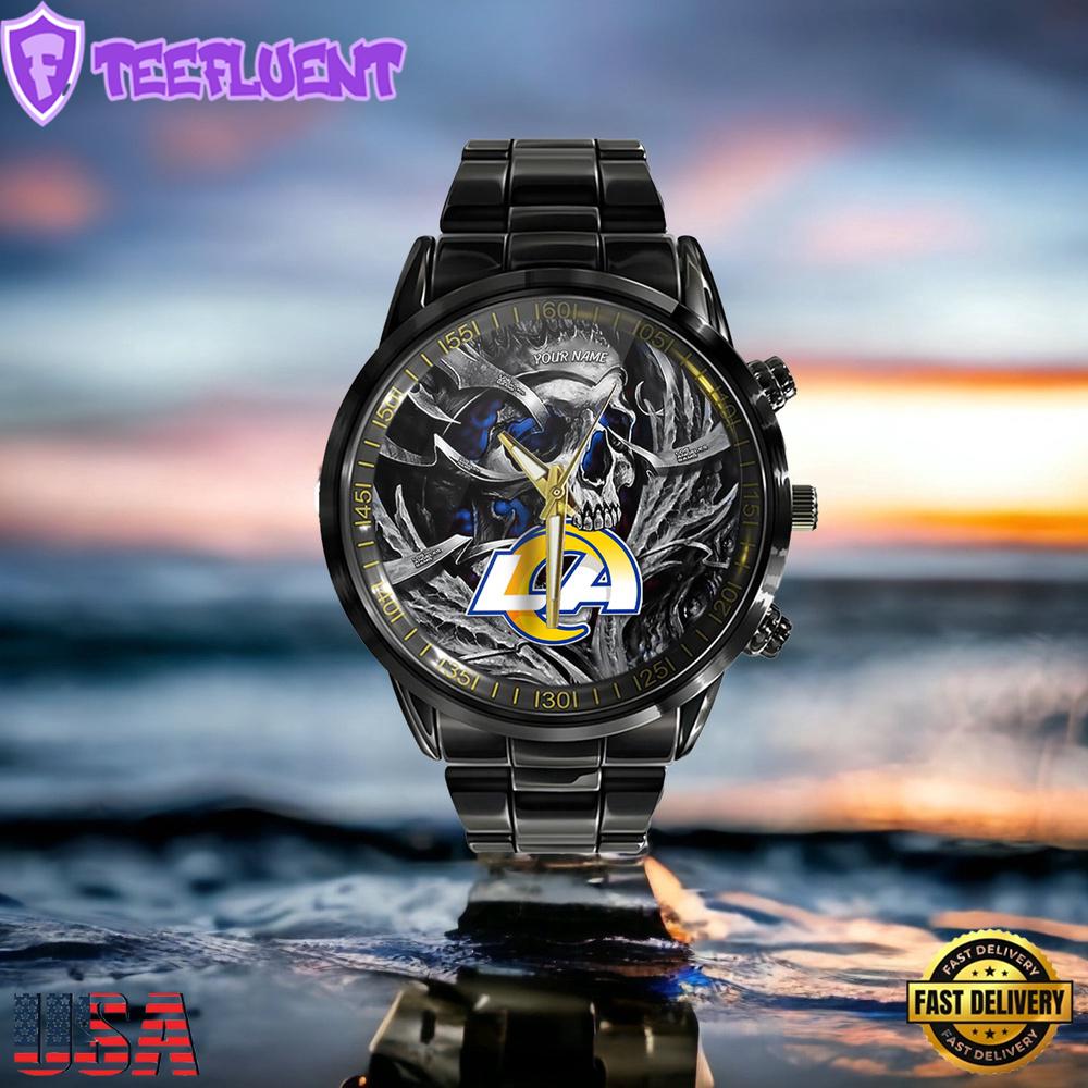 NFL Custom Name Los Angeles Rams Men Black Stainless Steel Watch NFL Custom Name Los Angeles Rams Men Black Stainless Steel Watch