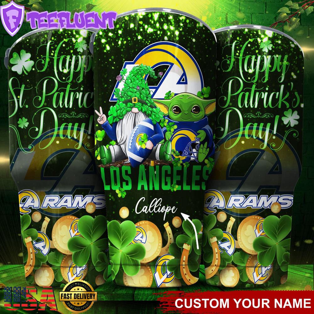 Custom Name Los Angeles Rams NFL Shamrock Happy Patrick Day Tumbler