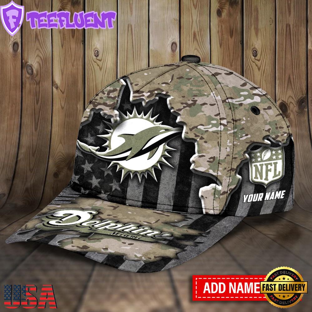 Custom Name Miami Dolphins NFL Classic Baseball Cap
