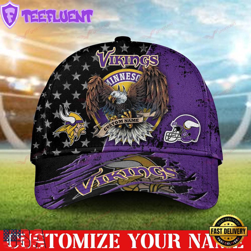 Custom Name Minnesota Vikings NFL 3D Classic Baseball Cap Classic Cap