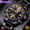 Custom Name Minnesota Vikings NFL 3D Men Black Stainless Steel Watch Gift For Fans