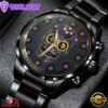 Custom Name Minnesota Vikings NFL Men Black Stainless Steel Watch Gift For Fans