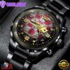 Custom Name New England Patriots NFL 3D Men Black Stainless Steel Watch Gift For Fans