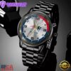Custom Name New England Patriots NFL Black Stainless Steel Watch Gifts For Fans