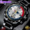 Custom Name New England Patriots NFL Black Stainless Steel Watch Gifts For Fans