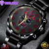 Custom Name New England Patriots NFL Men Black Stainless Steel Watch Gift For Fans