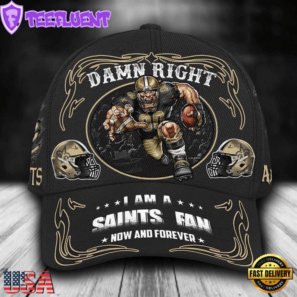 Custom Name New Orleans Saints NFL Mascot Damn Right Sport Baseball Cap