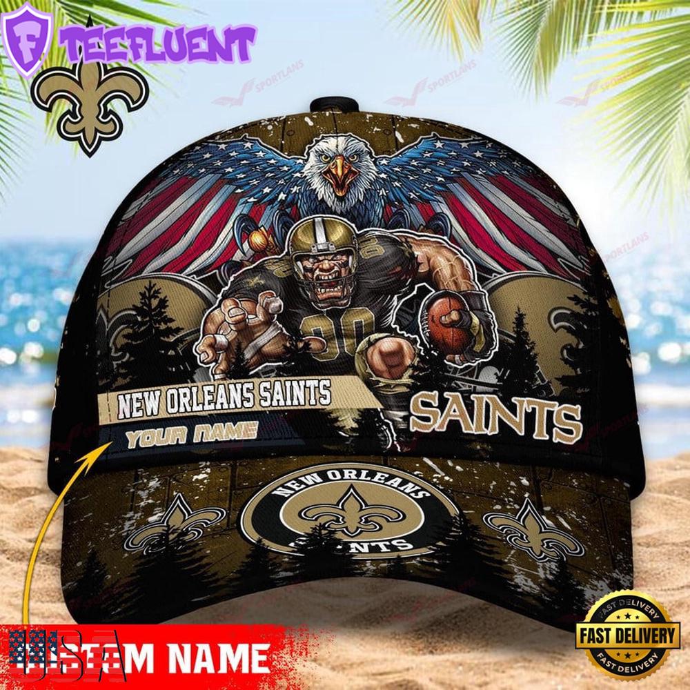 Custom Name New Orleans Saints NFL Mascot Eagle Baseball Cap