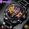 Custom Name New York Giants NFL 3D Men Black Stainless Steel Watch Gift For Fans