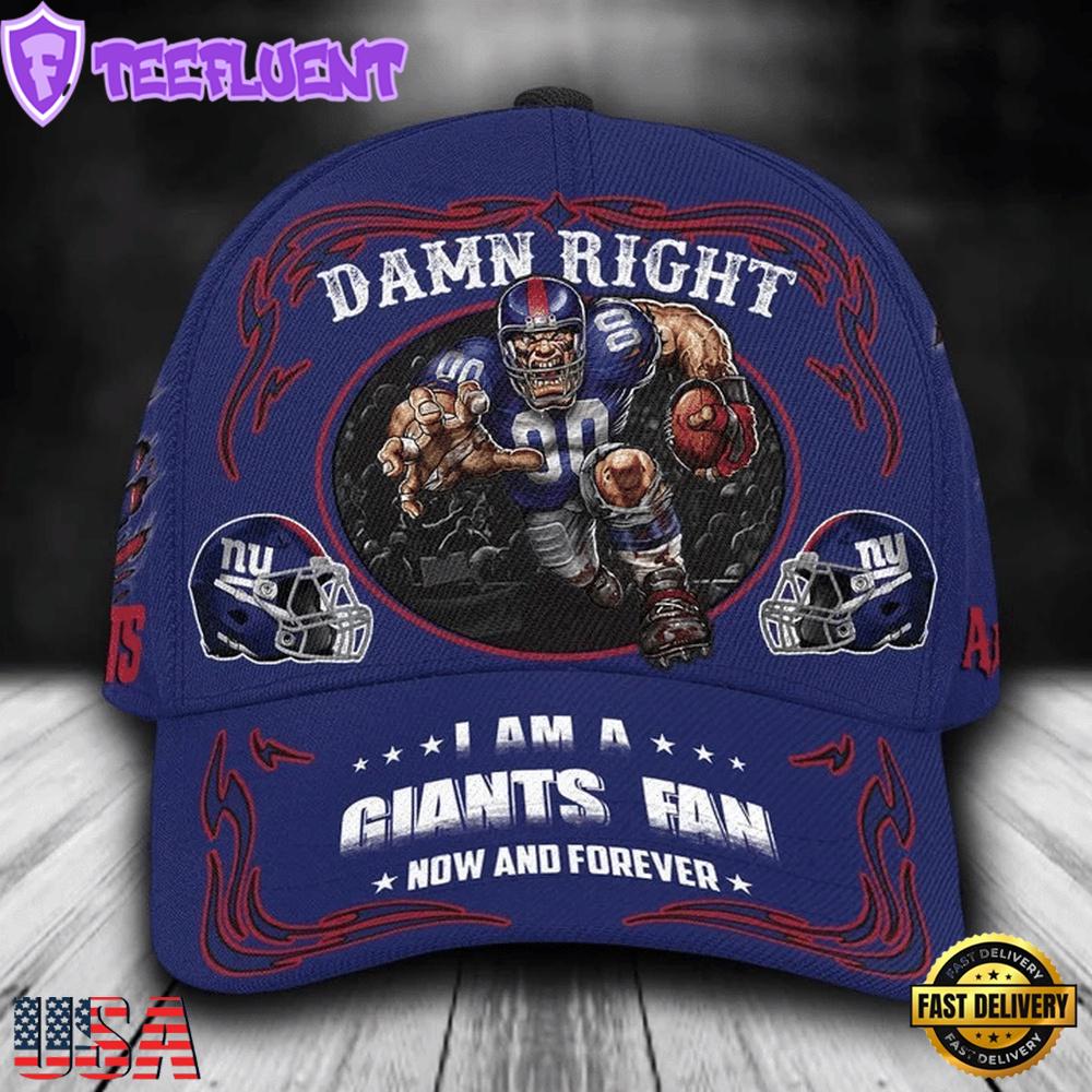 Custom Name New York Giants NFL Mascot Damn Right Sport Baseball Cap