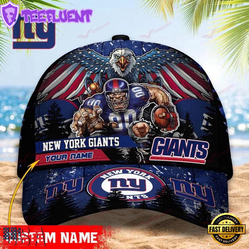 Custom Name New York Giants NFL Mascot Eagle Baseball Cap