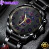Custom Name New York Giants NFL Men Black Stainless Steel Watch Gift For Fans