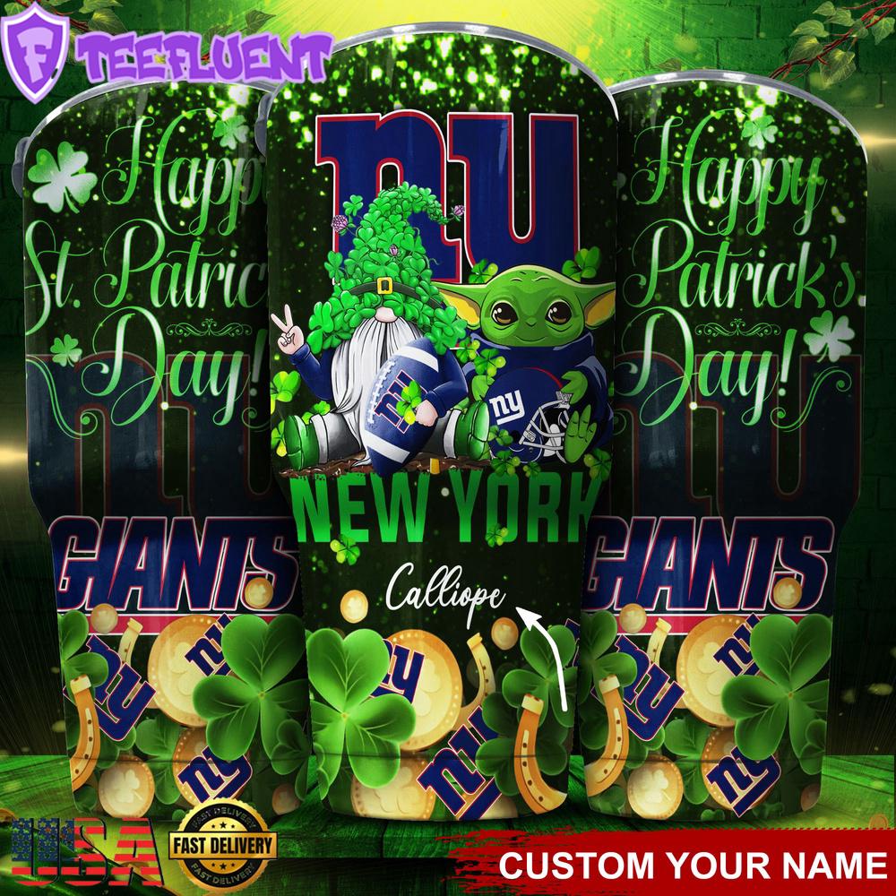 Custom Name New York Giants NFL Shamrock Happy Patrick Day Tumbler