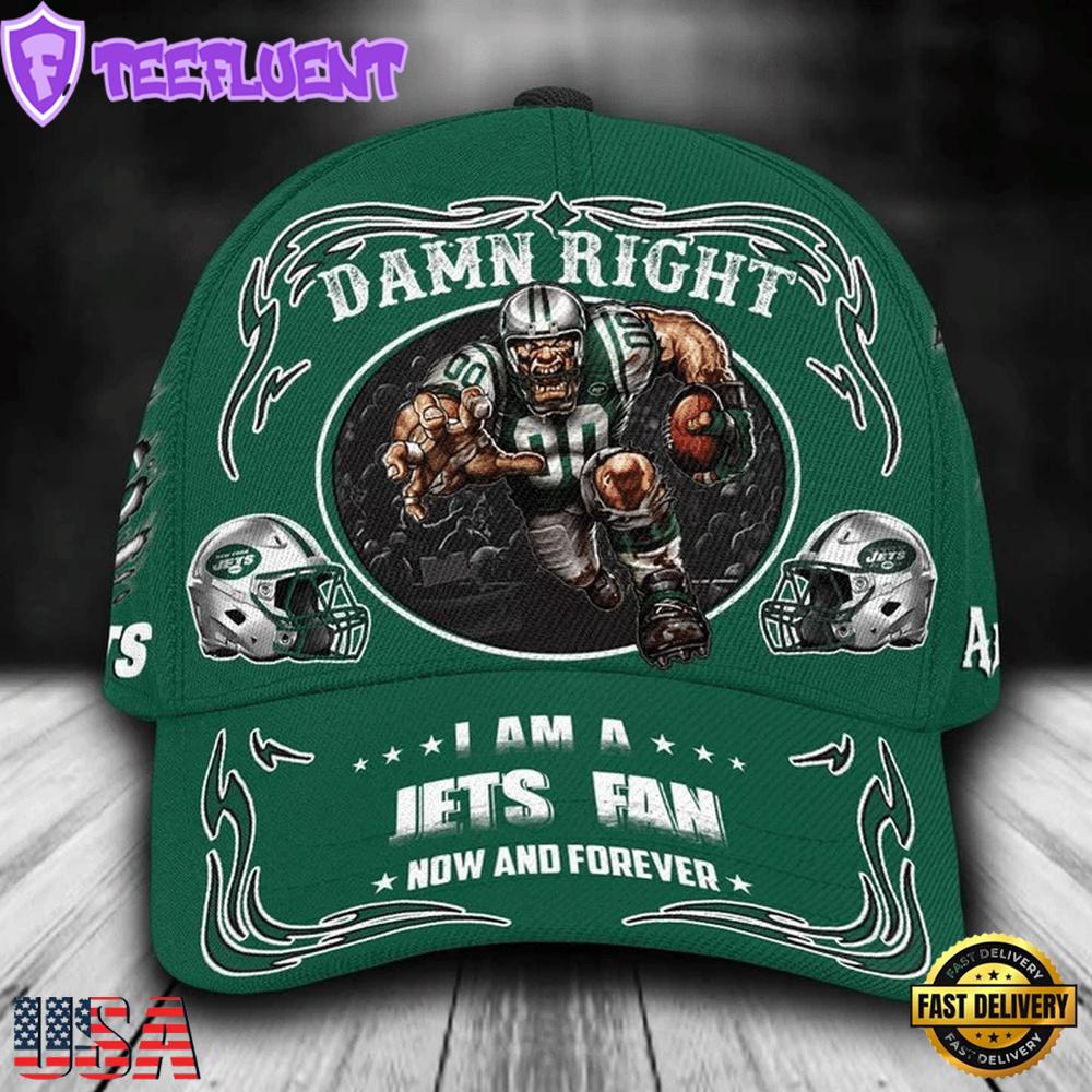 Custom Name New York Jets NFL Mascot Damn Right Sport Baseball Cap