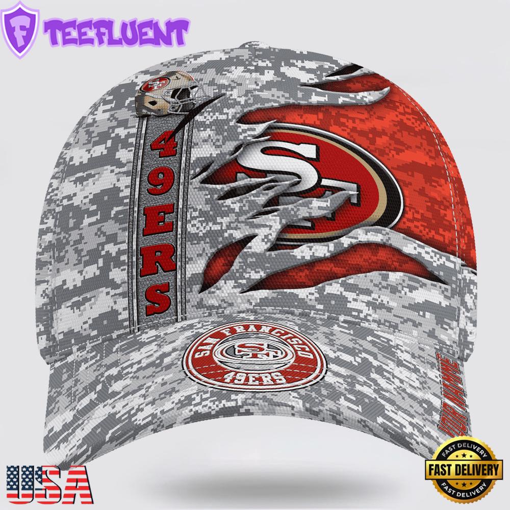 Custom Name NFL 49ers Camo US Classic Baseball Cap