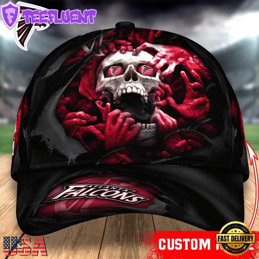 Custom Name NFL Atlanta Falcons Skull Halloween Baseball Cap