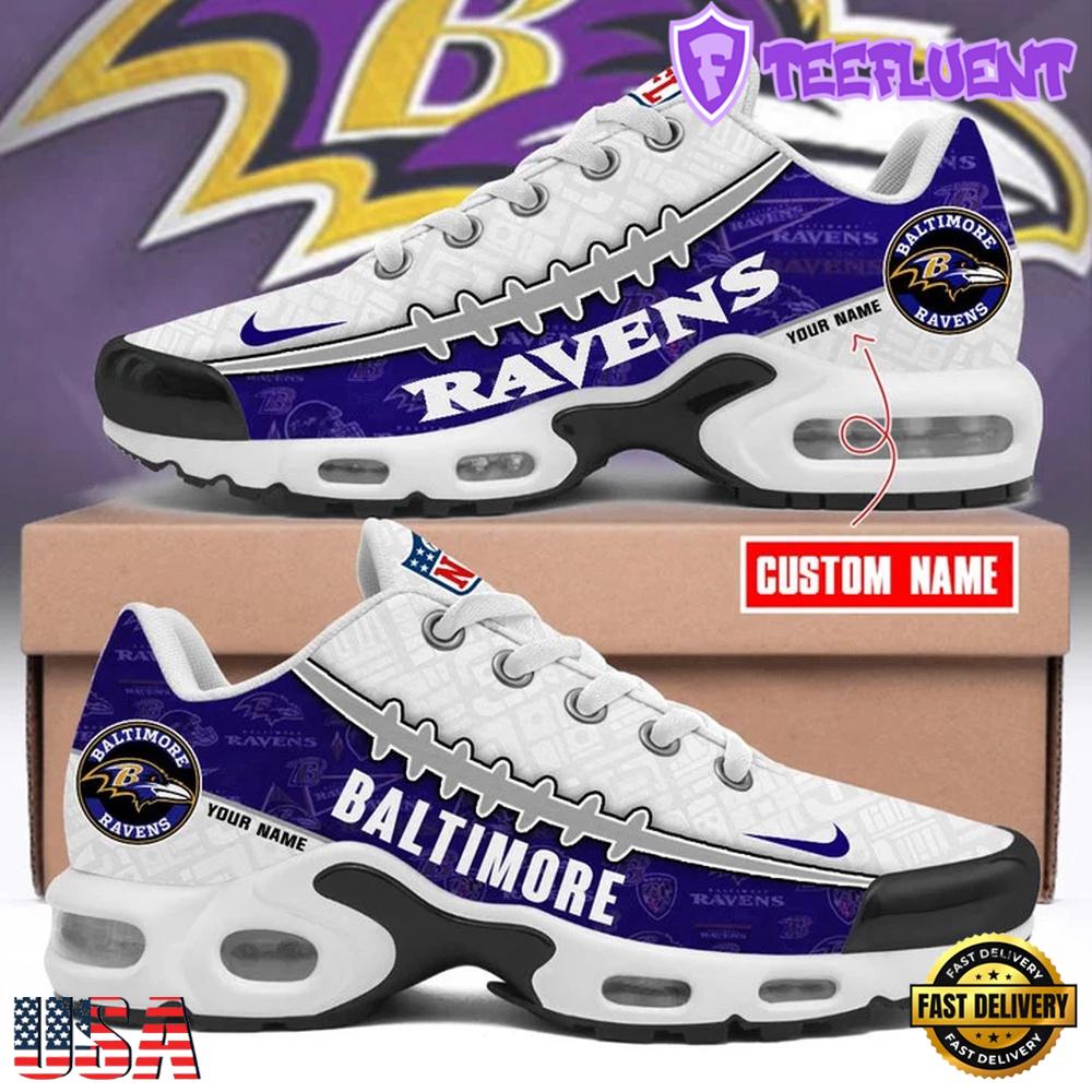 Custom Name NFL Baltimore Ravens Air Max Plus Shoes