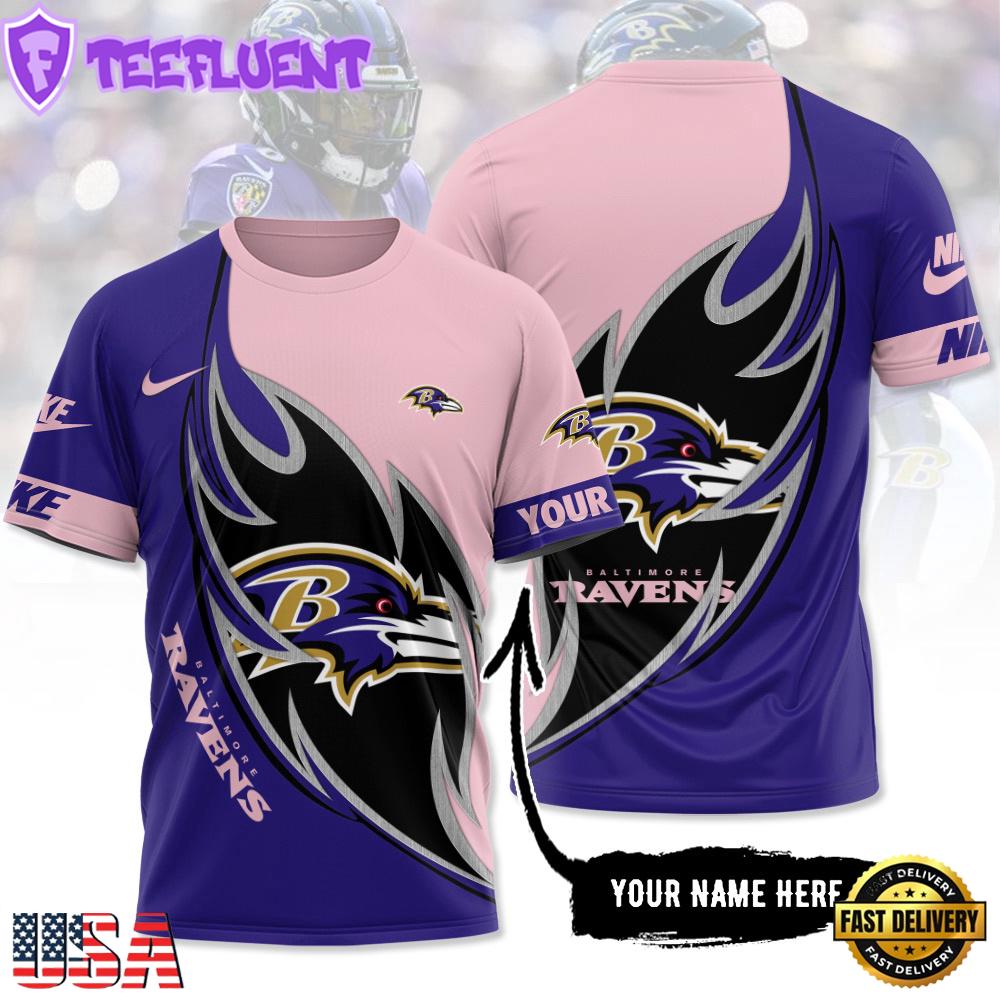 Custom Name NFL Baltimore Ravens All Over Print T-Shirt For Fans
