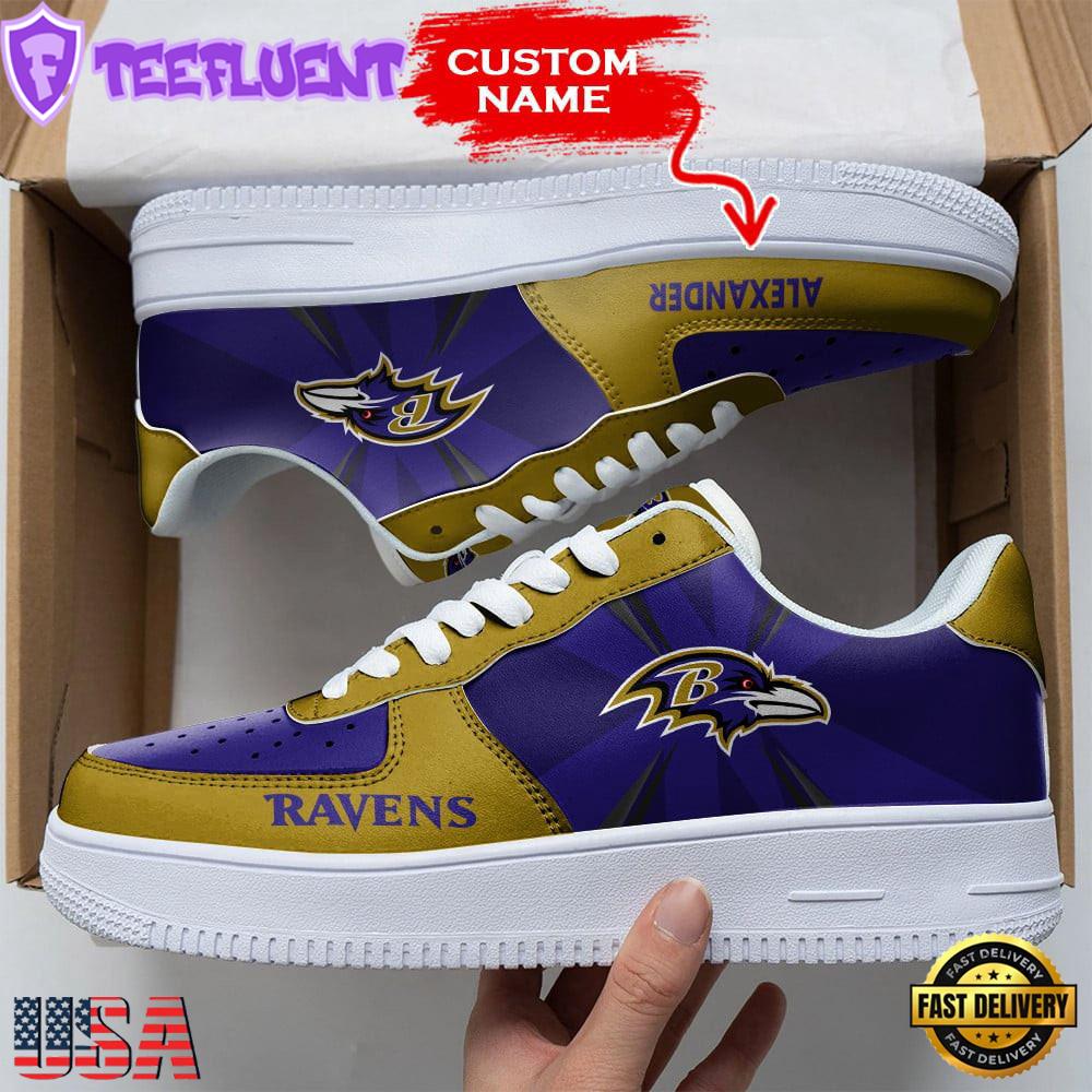 Custom Name NFL Baltimore Ravens Custom Air Force 1 Shoes For Fans