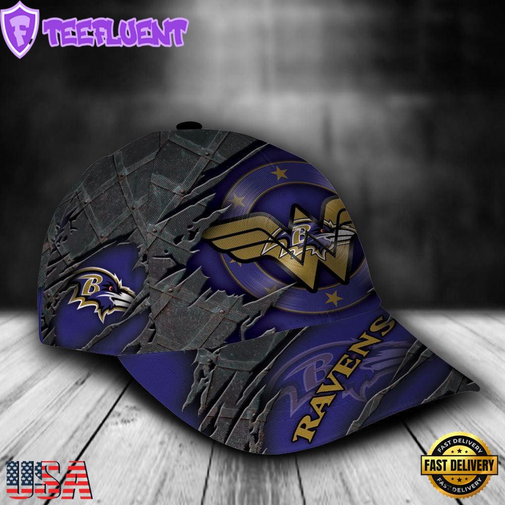 Custom Name NFL Baltimore Ravens Wonder Woman All Over Print 3D Classic Cap
