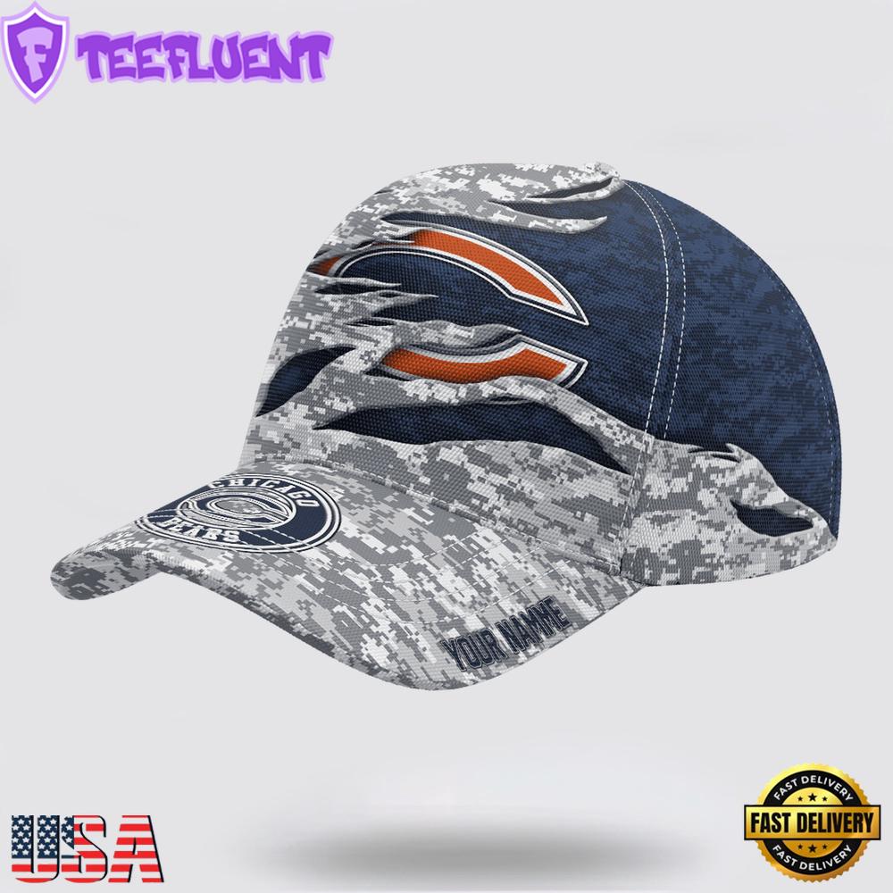 Custom Name NFL Bears Camo US Classic Baseball Cap Hats Custom Name NFL Bears Camo US Classic Baseball Cap Hats