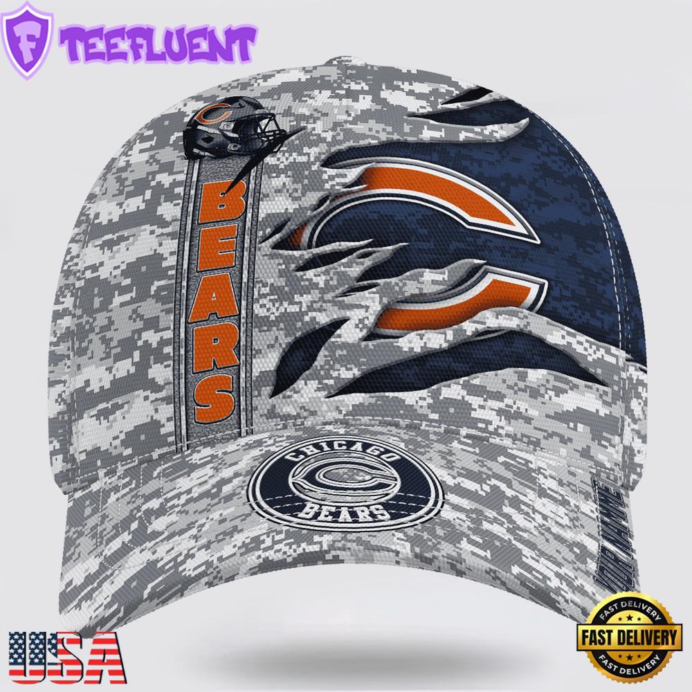 Custom Name NFL Bears Camo US Classic Baseball Cap