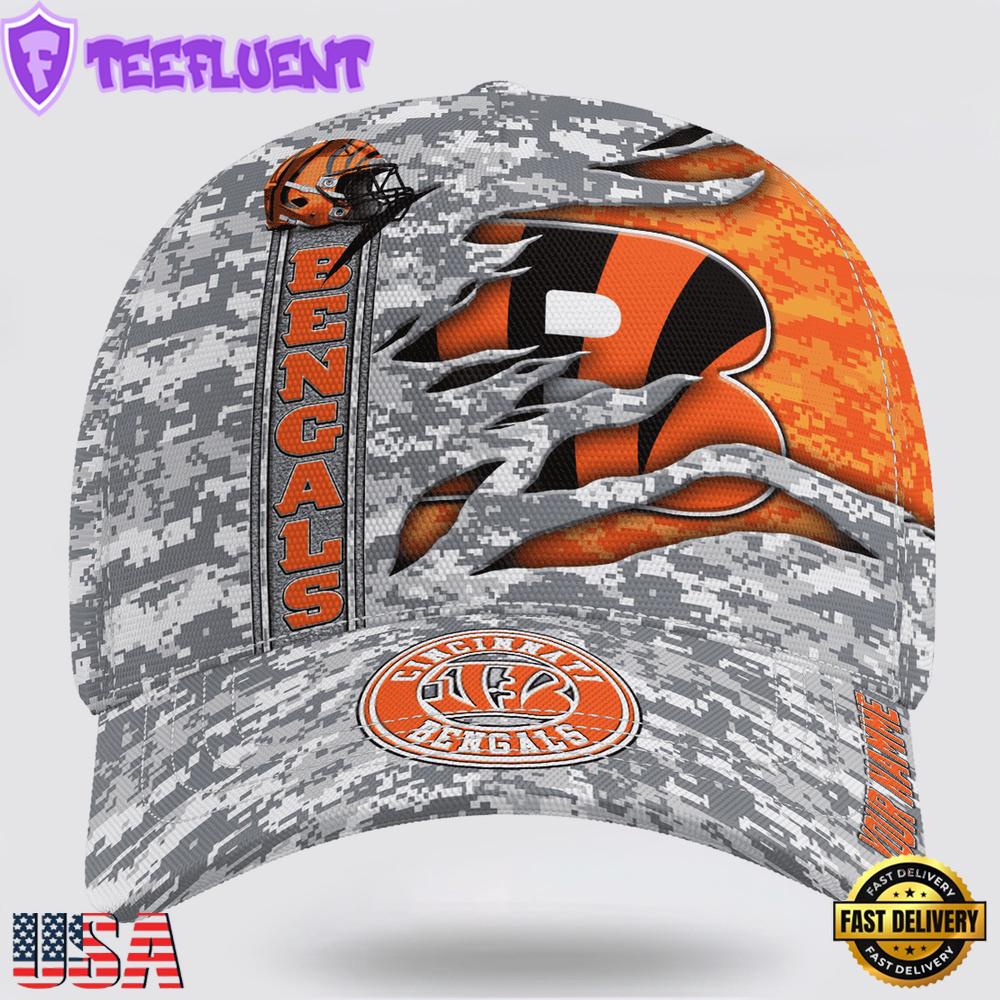 Custom Name NFL Bengals Camo US Classic Baseball Cap