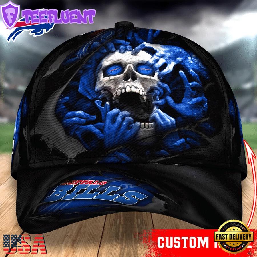 Custom Name NFL Buffalo Bills Skull Halloween Baseball Cap