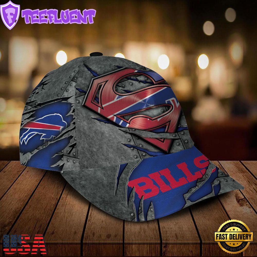 Custom Name NFL Buffalo Bills Superman Logo All Over Print 3D Classic Cap