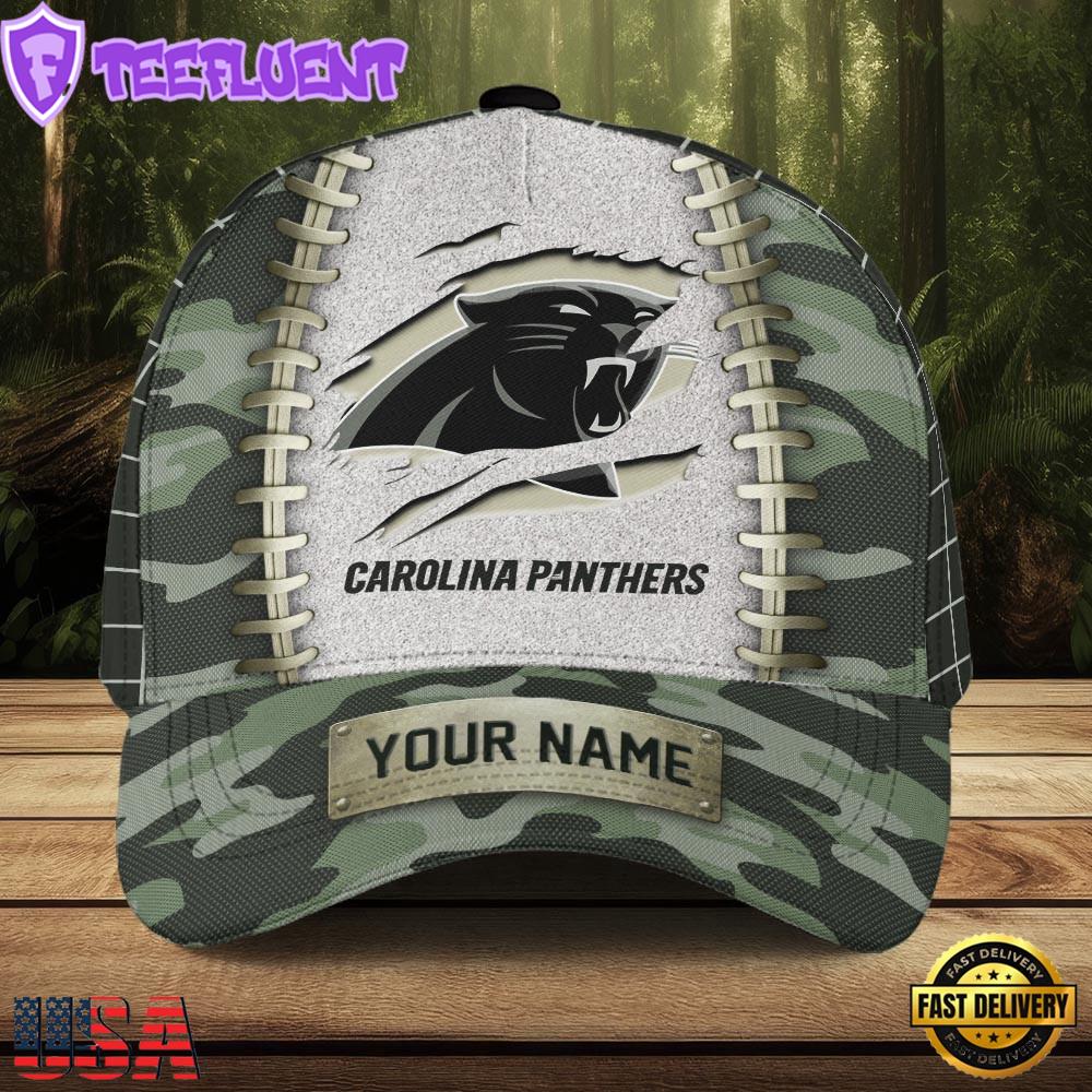 Custom Name NFL Carolina Panthers Camo Hunting Classic Cap For Fans