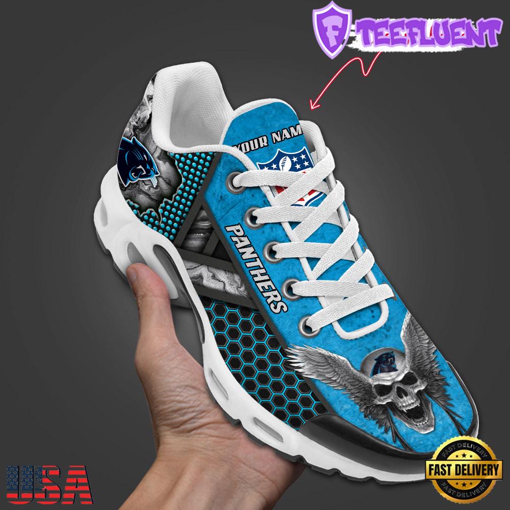 Custom Name NFL Carolina Panthers Skull Air Max Plus Shoes