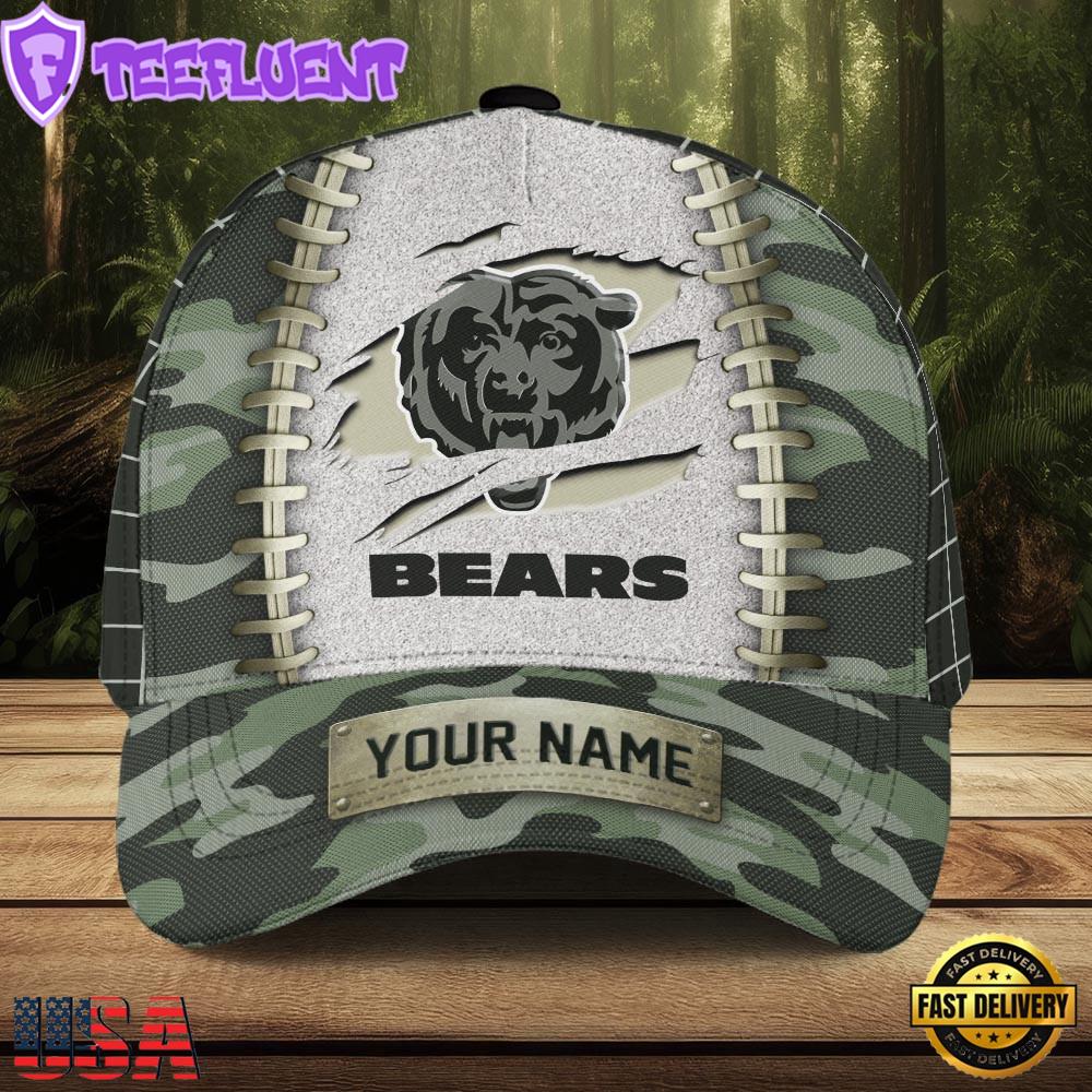 Custom Name NFL Chicago Bears Camo Hunting Classic Cap For Fans
