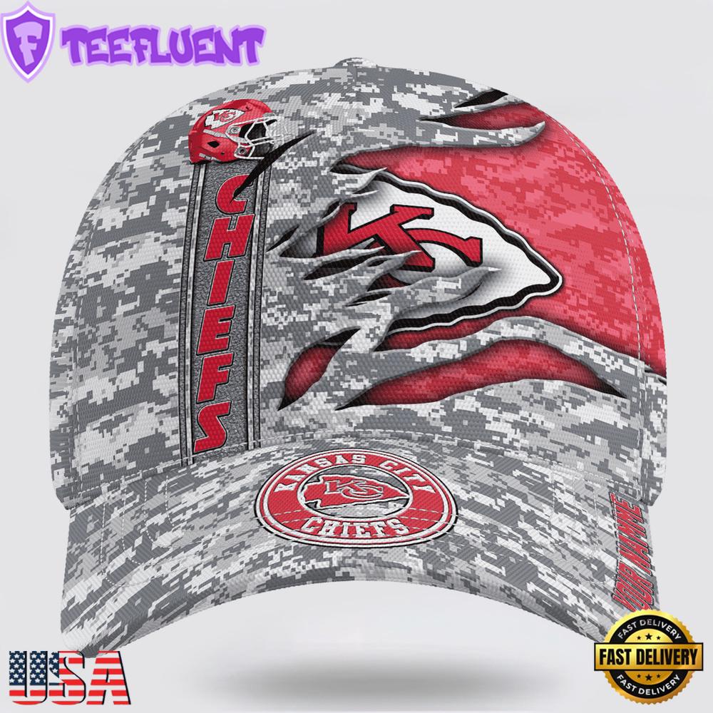 Custom Name NFL Chiefs Camo US Classic Baseball Cap
