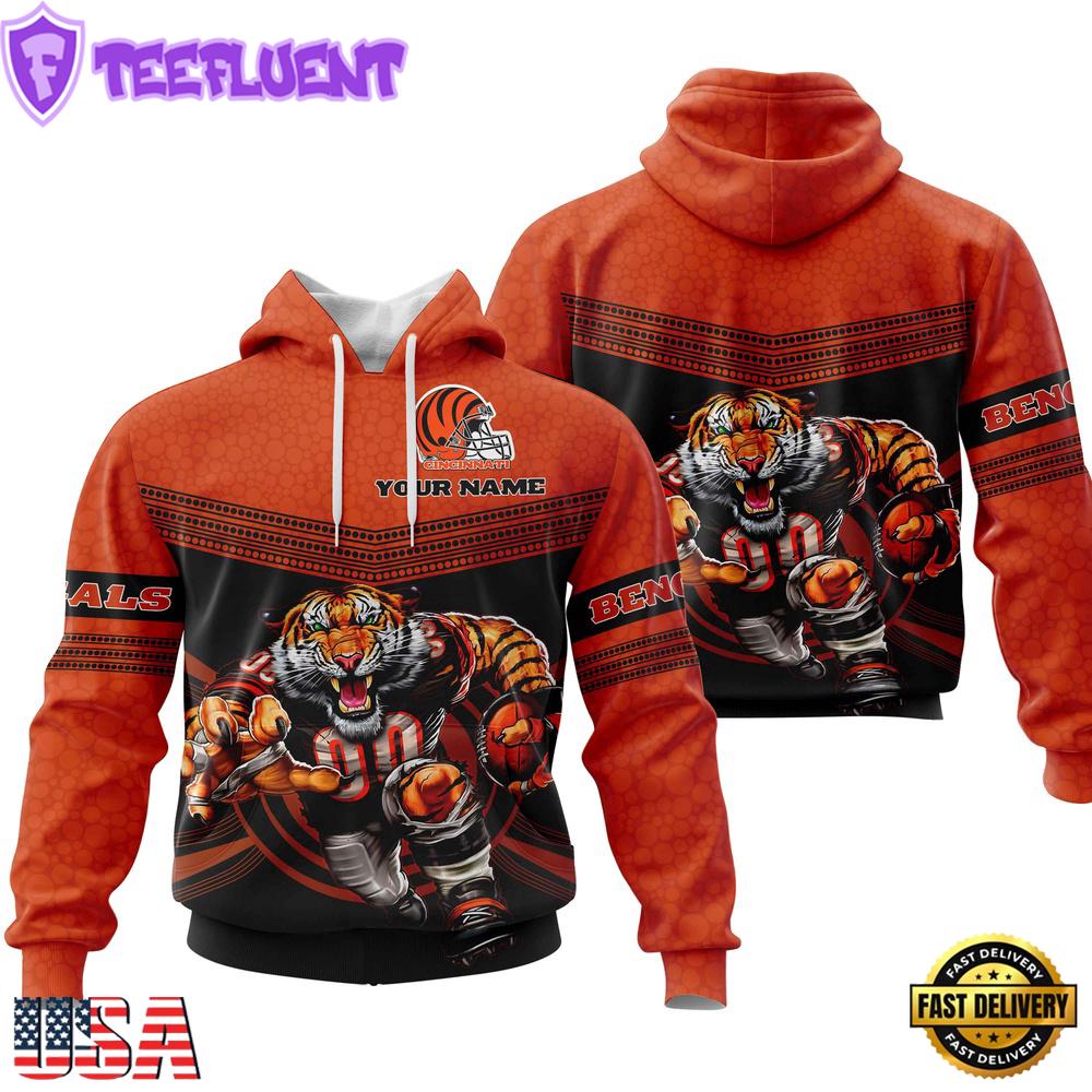 Custom Name NFL Cincinnati Bengals Mascot All Over Print Hoodie Shirt