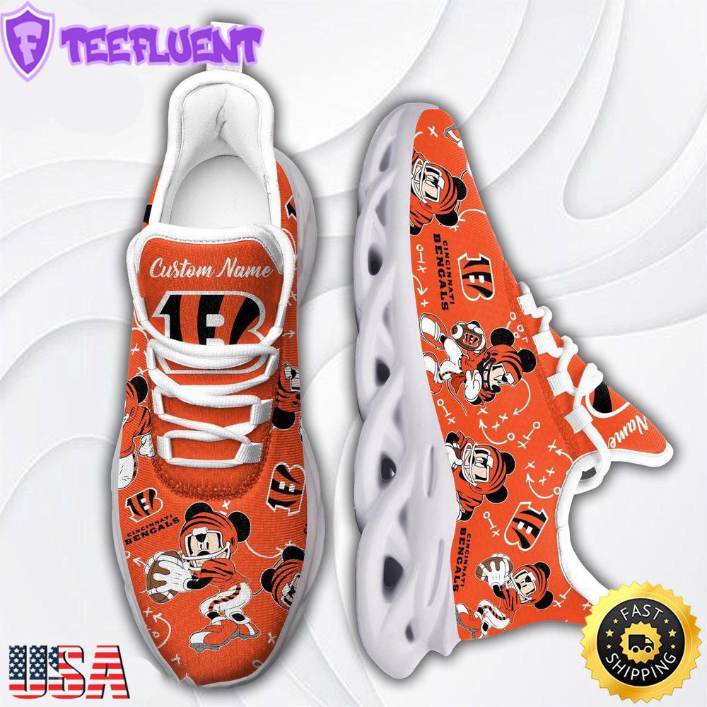 Custom Name NFL Cincinnati Bengals Mickey Mouse Max Soul Shoes